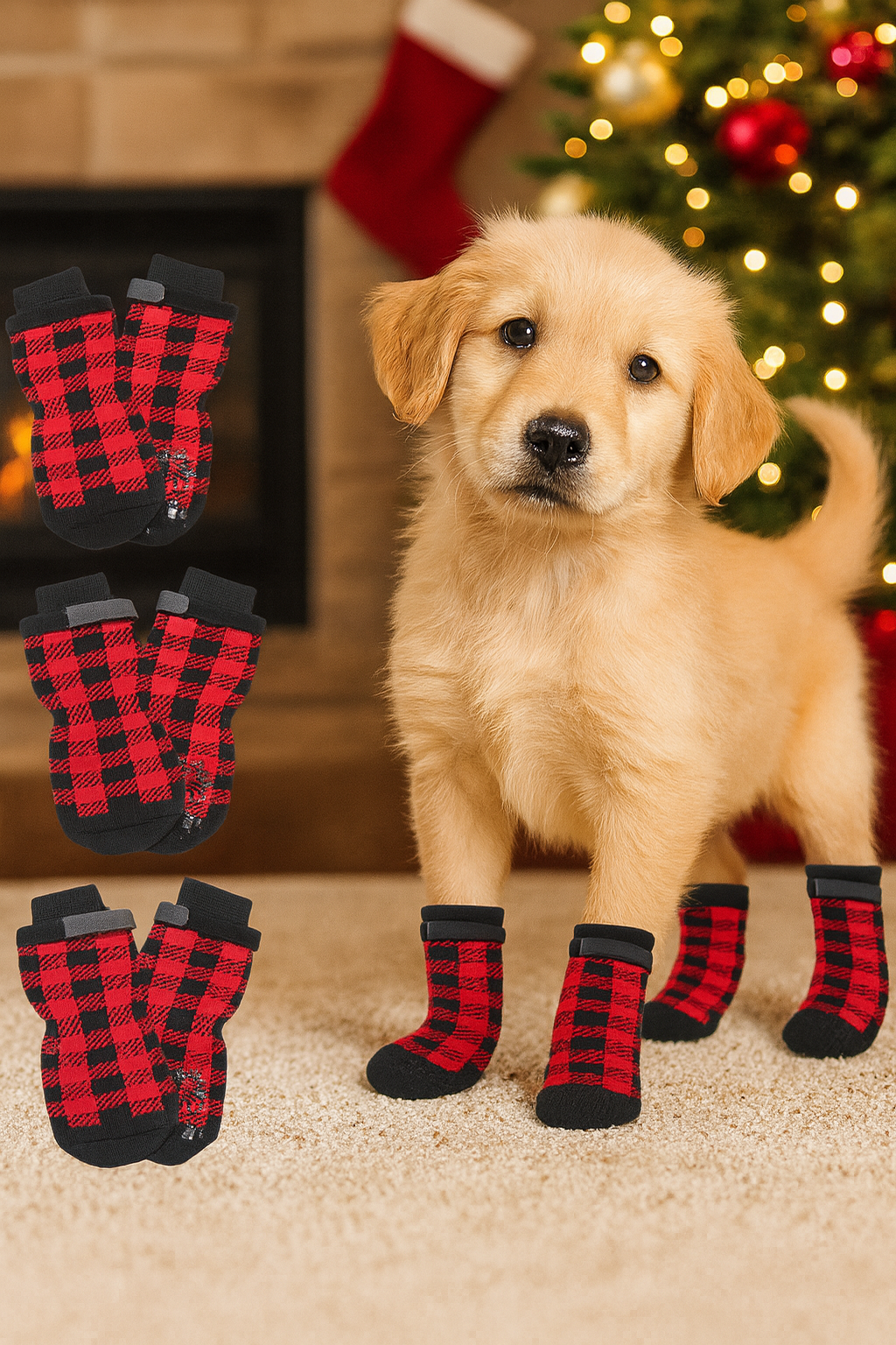 Winter Paw Protectors – Reflective, Waterproof Dog Socks for Indoor & Outdoor Use, 4pcs